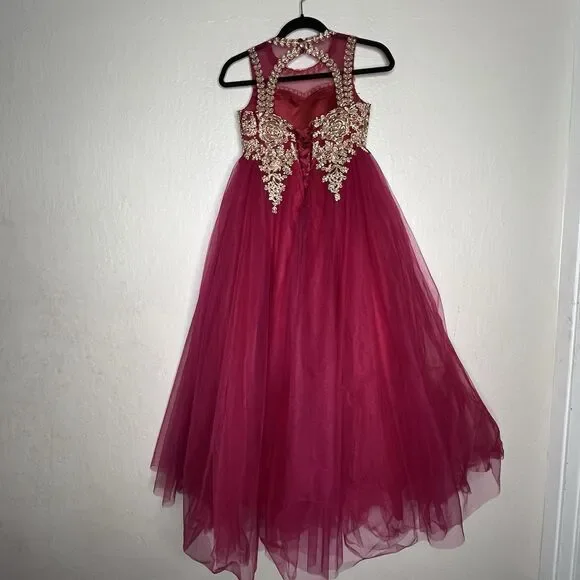 green emerald velvet dress Vintage Rose Poly Silk Tulle Girls Plus Size Dress 20.5 / All Ivory
